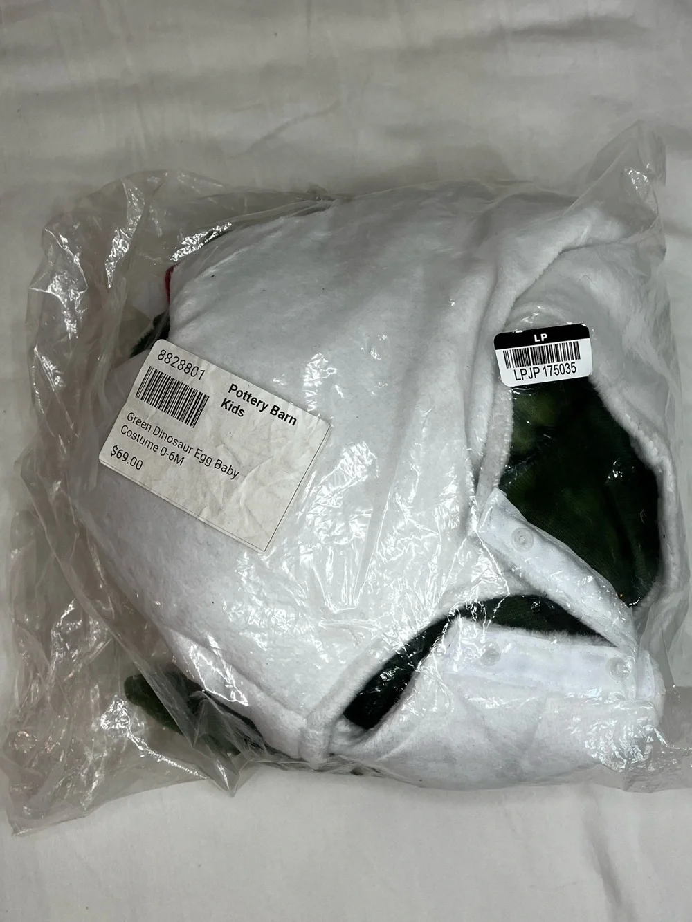 NWT Pottery Barn Kids Green T Rex Dino Egg Halloween Costume Baby Infant 0-6 mo
